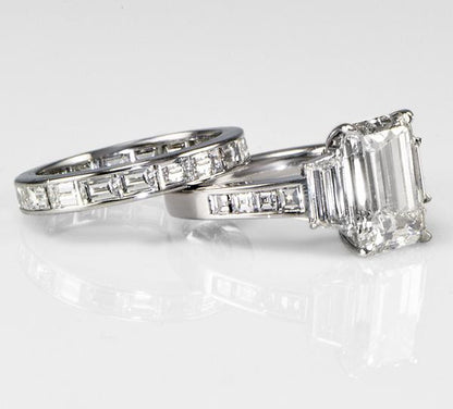 "ENGR01616" Emerald Cut Three Stone Diamond Ring