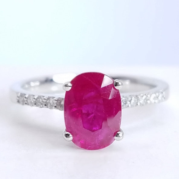 "ENGR01621" Oval Shape Ruby Red Engagement Ring