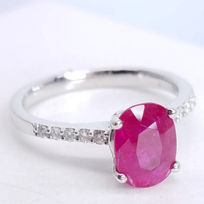 "ENGR01621" Oval Shape Ruby Red Engagement Ring