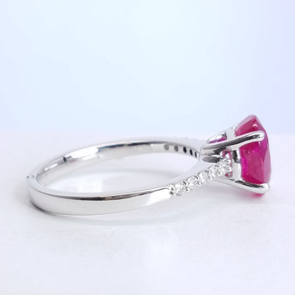 "ENGR01621" Oval Shape Ruby Red Engagement Ring