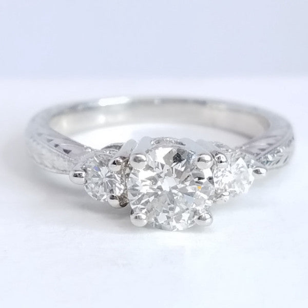 "ENGR01639" Three Stone Round Diamond Engagement Ring