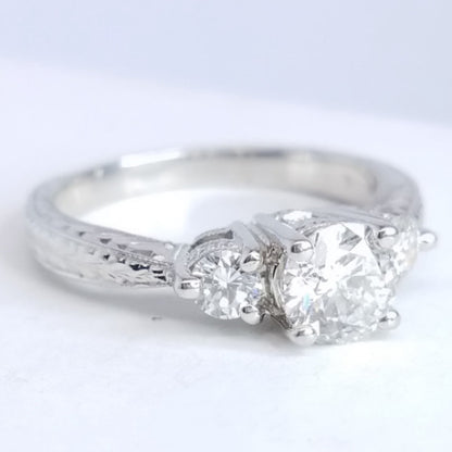"ENGR01639" Three Stone Round Diamond Engagement Ring