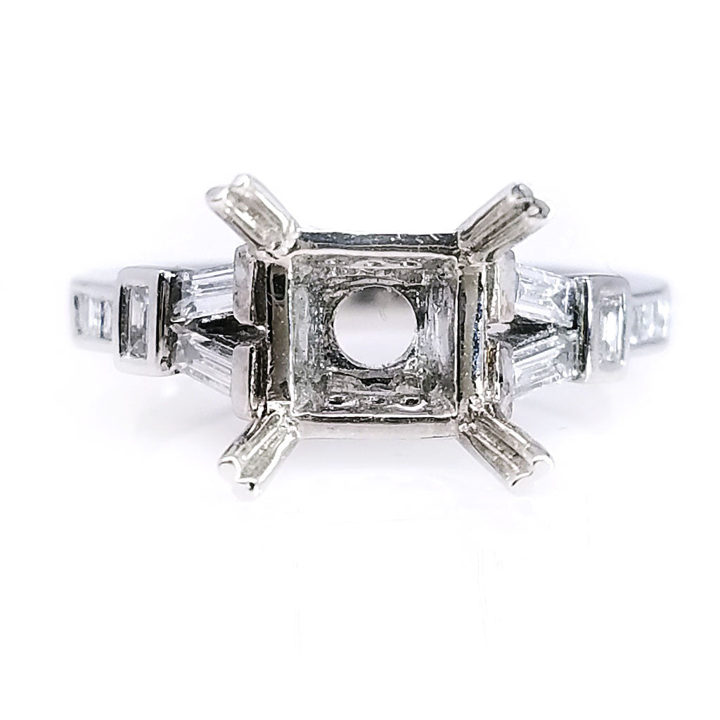 "ENGR01686" Double Prong Baguette Cut Split Shank Channel Set Engagement Ring Setting