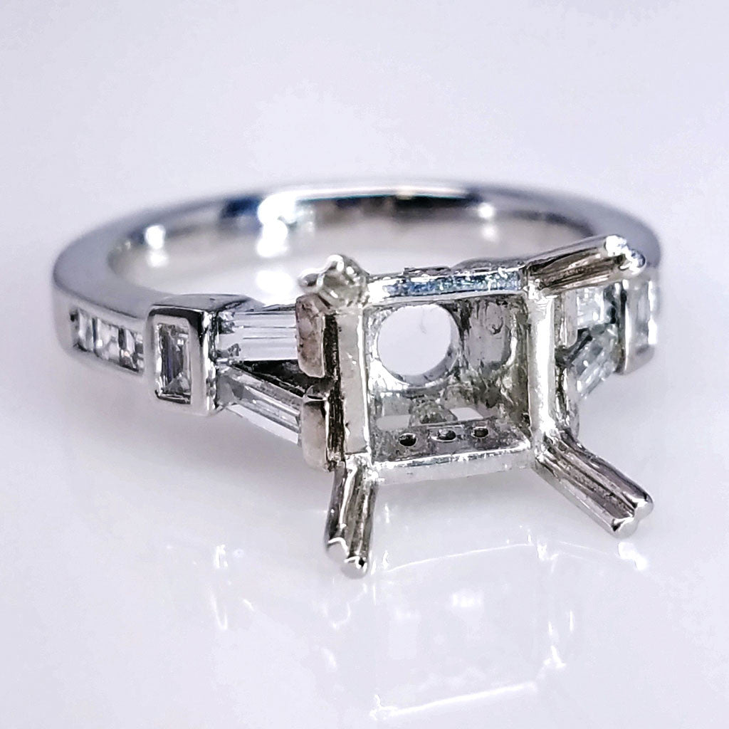 "ENGR01686" Double Prong Baguette Cut Split Shank Channel Set Engagement Ring Setting