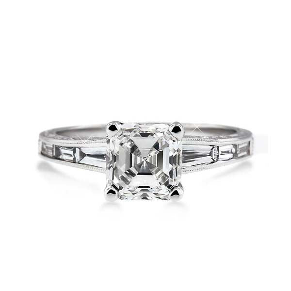 "ENGR01711" Asscher Cut Solitaire Engagement Ring