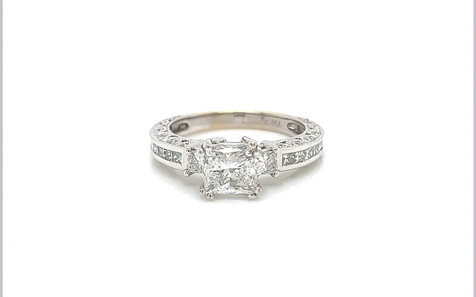 2.52 Total Carat Princess Cut Three-Stone Channel Engagement Ring G SI2