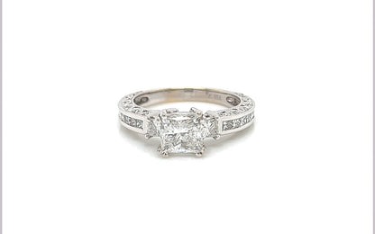 2.52 Total Carat Princess Cut Three-Stone Channel Engagement Ring G SI2