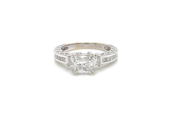 2.52 Total Carat Princess Cut Three-Stone Channel Engagement Ring G SI2