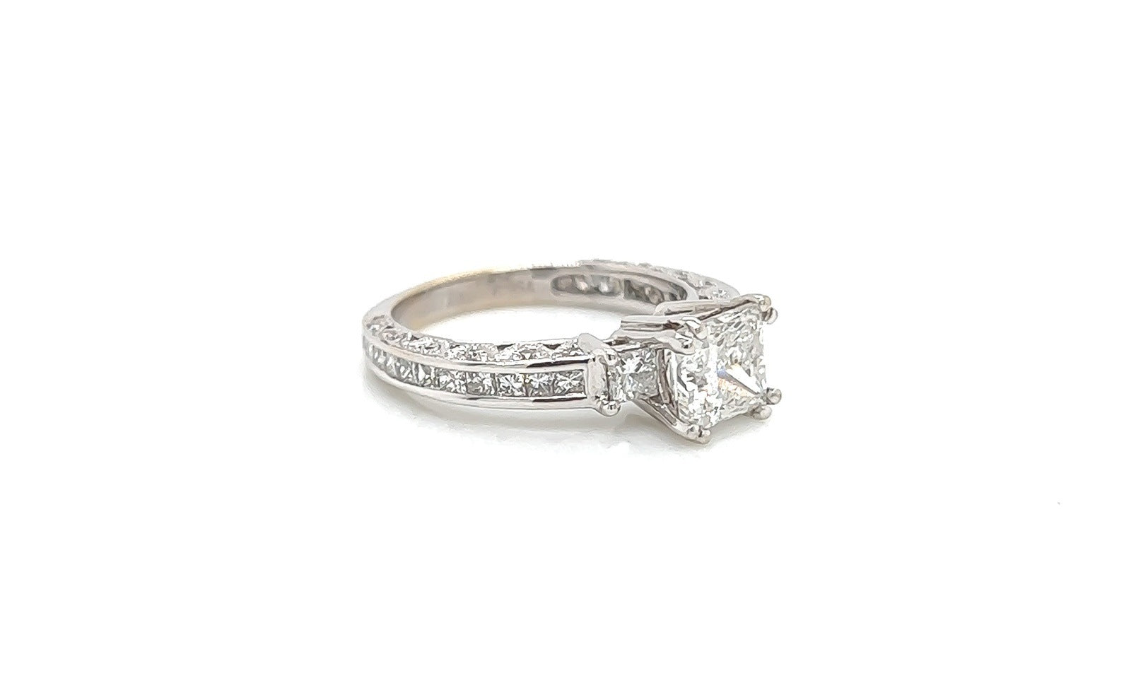 2.52 Total Carat Princess Cut Three-Stone Channel Engagement Ring G SI2