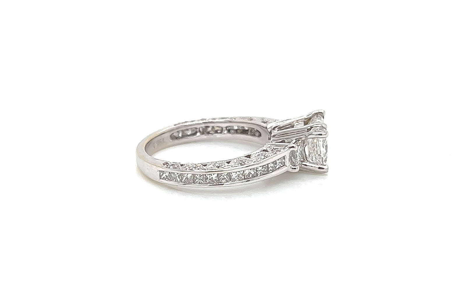 2.52 Total Carat Princess Cut Three-Stone Channel Engagement Ring G SI2