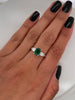 2.17 Total Carat Green Emerald Ladies Three Stone Ring, GIA