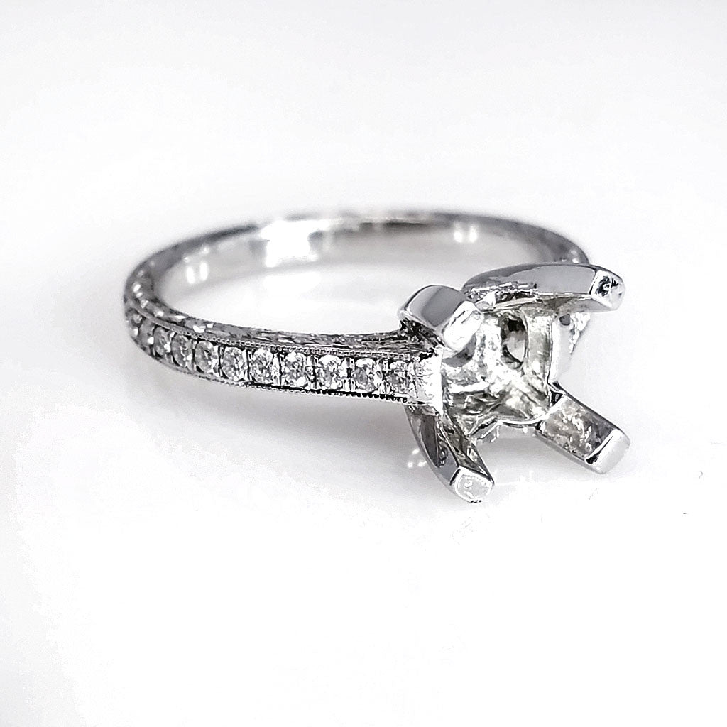 "ENGR01920" Vintage Inspired Diamond Engagement Ring Setting