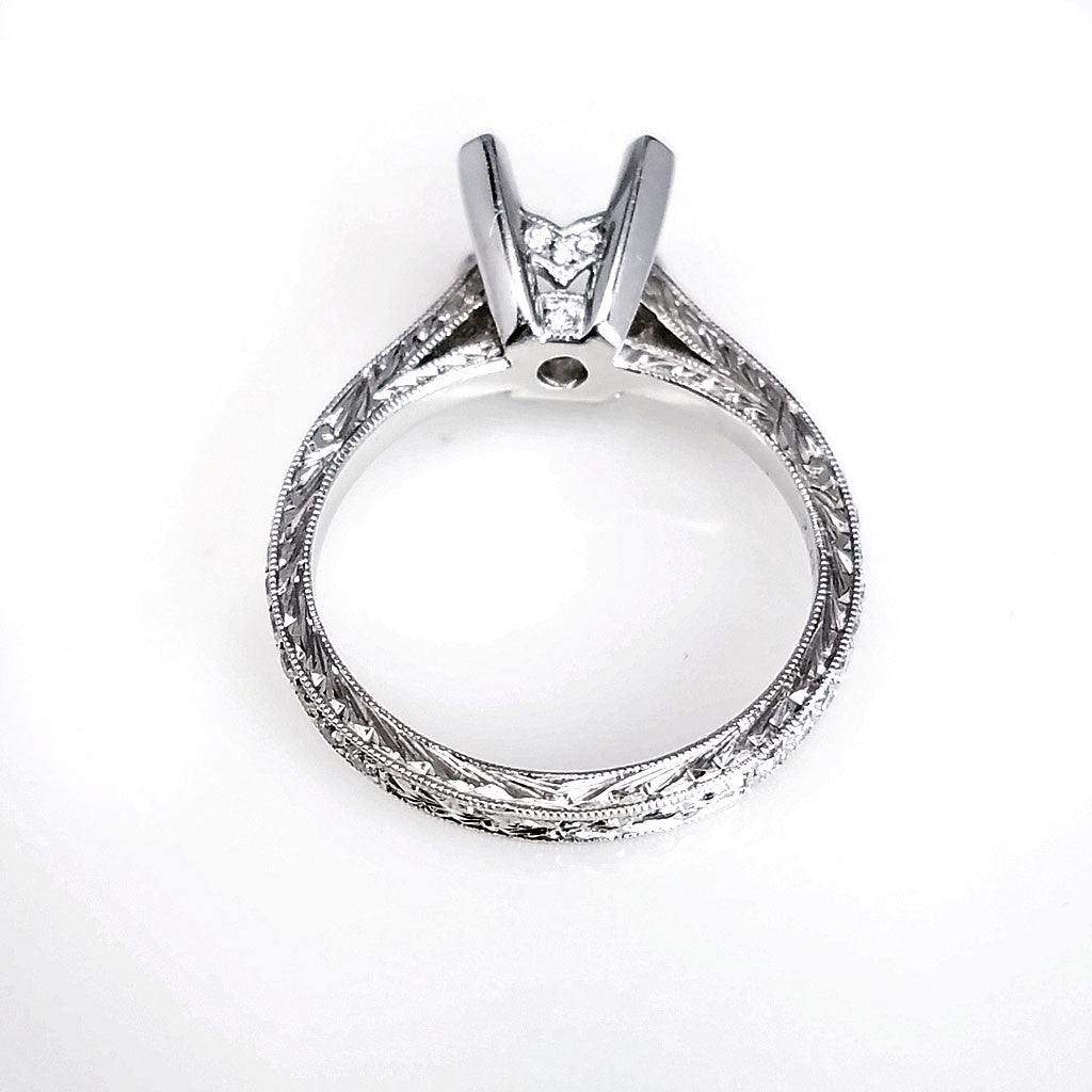"ENGR01920" Vintage Inspired Diamond Engagement Ring Setting