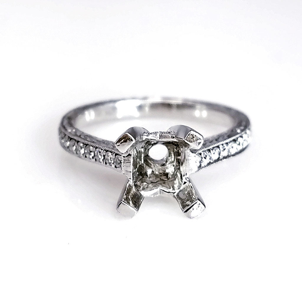 "ENGR01920" Vintage Inspired Diamond Engagement Ring Setting