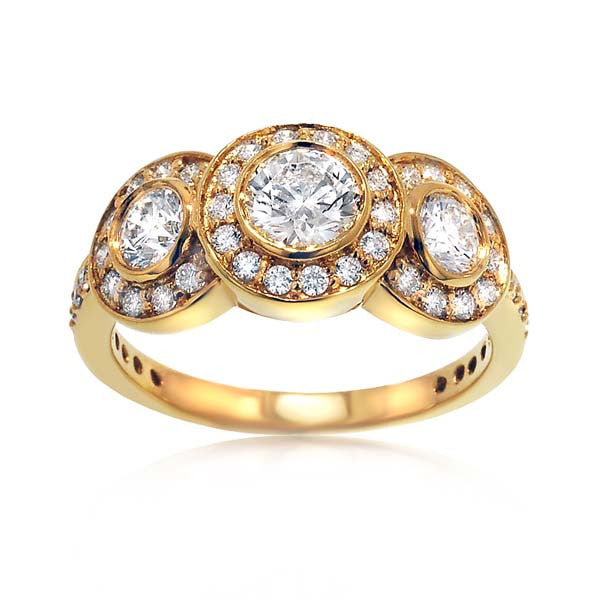 "ENGR01927" Rose Gold Three Stone Engagement Ring