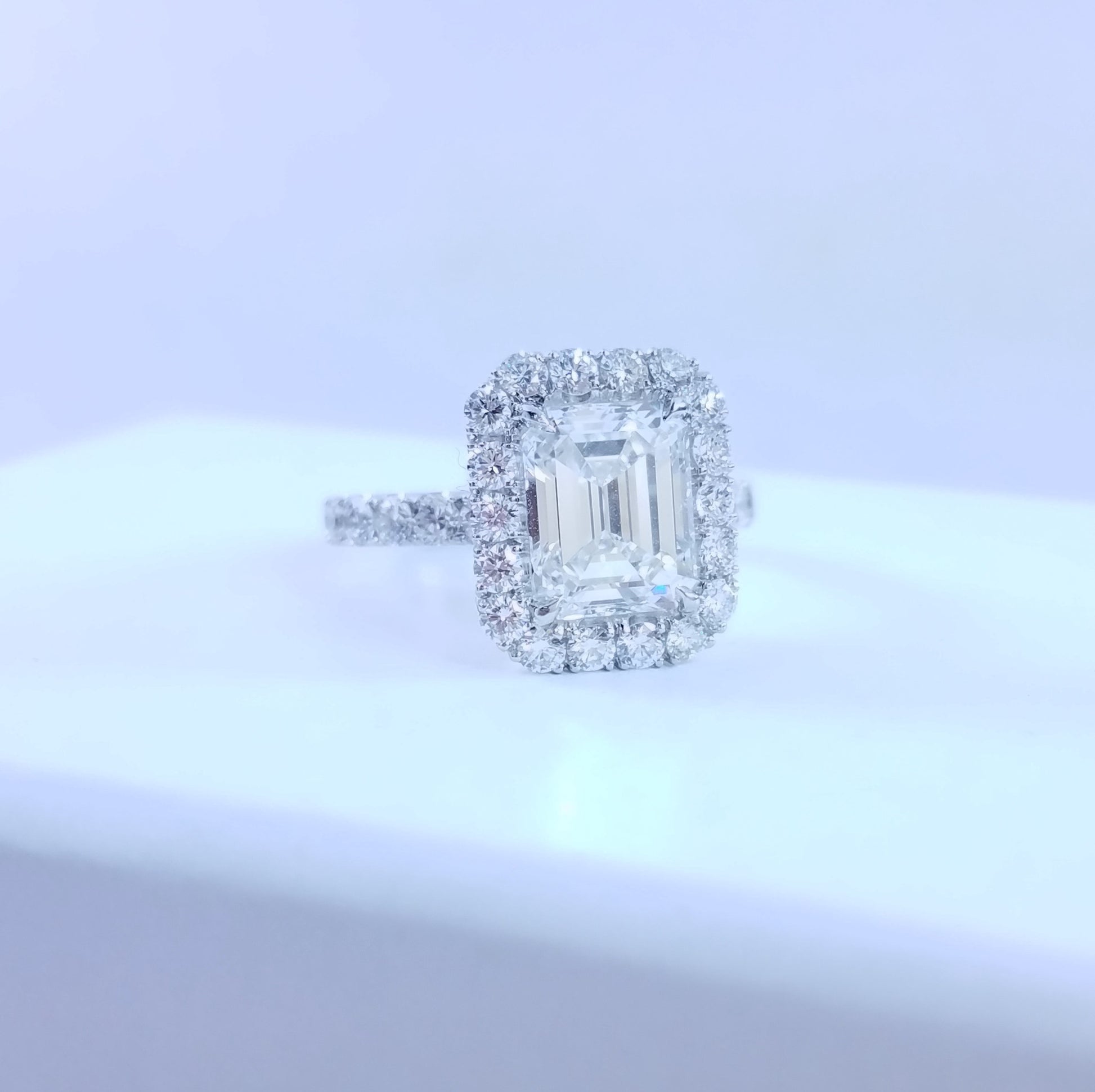 "ENGR01936" Emerald Cut Halo Diamond Engagement Ring