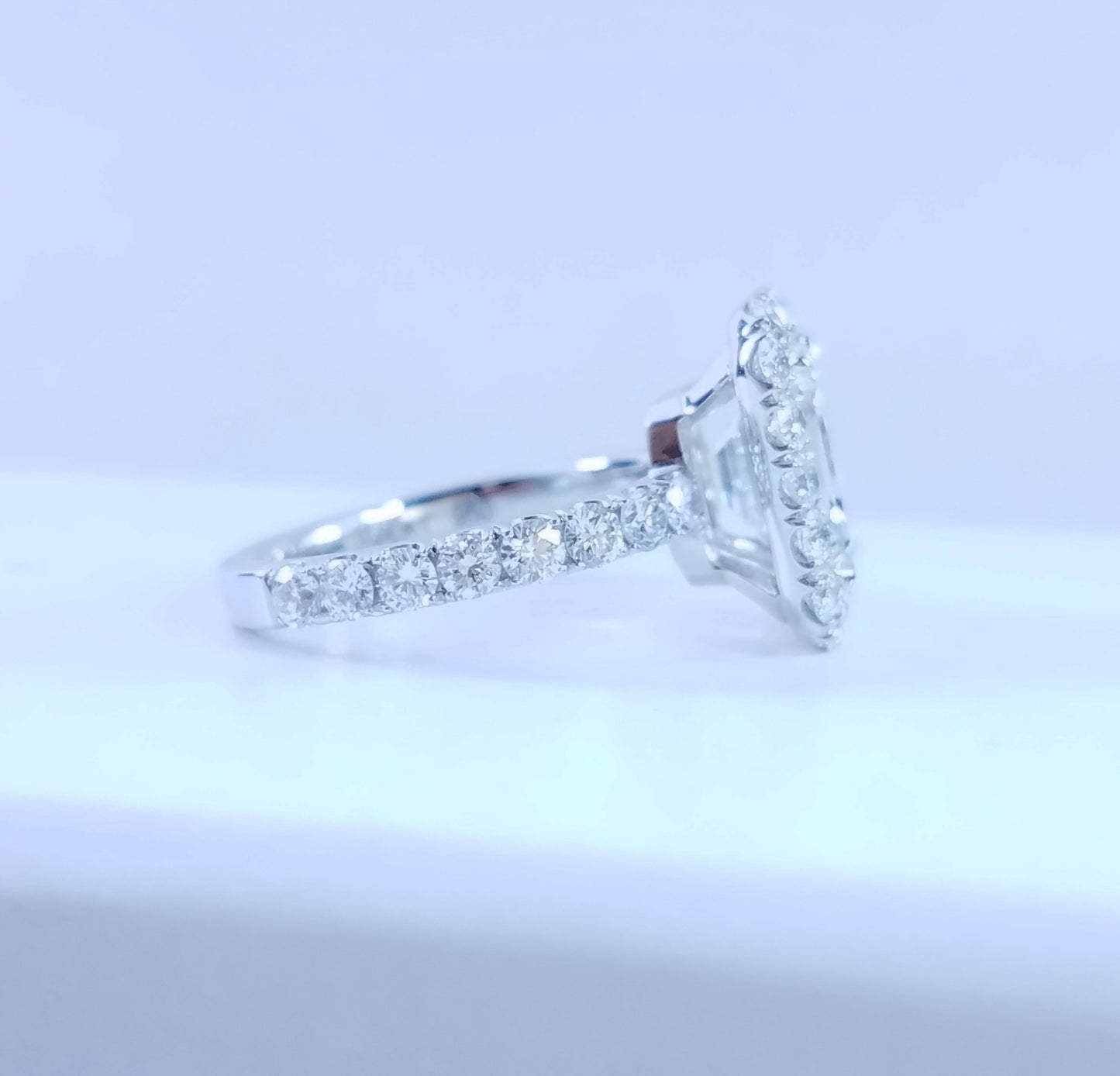 "ENGR01936" Emerald Cut Halo Diamond Engagement Ring