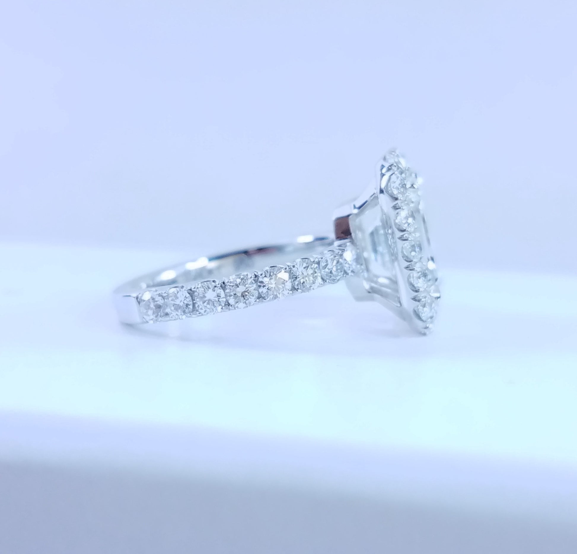 "ENGR01936" Emerald Cut Halo Diamond Engagement Ring