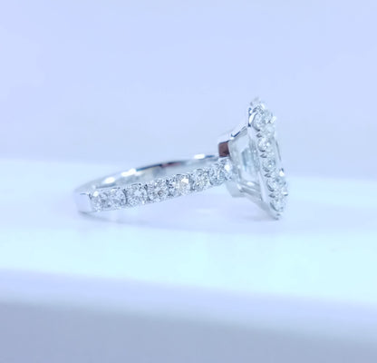 "ENGR01936" Emerald Cut Halo Diamond Engagement Ring