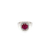 1.82 Total Carat Ruby and Diamond Halo Ladies Engagement Ring