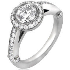 "ENGR02018" Bezel Set Vintage Inspired Diamond Engagement Ring