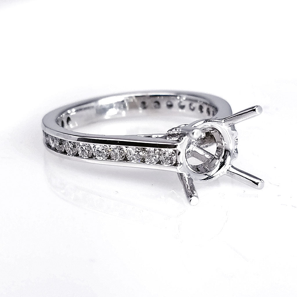 "ENGR02056" Cathedral Style Channel Set Diamond Engagement Ring Setting