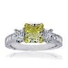 2.20 Total Carat Fancy Yellow Diamond Ladies Engagement Ring GIA
