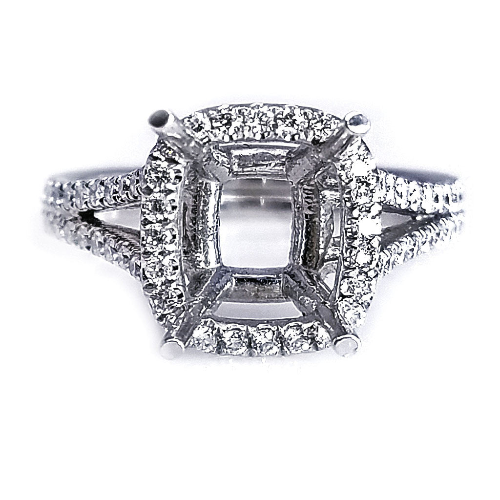 "ENGR02066" 18K White Gold Split Diamond Engagement Ring Setting