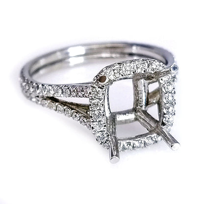 "ENGR02066" 18K White Gold Split Diamond Engagement Ring Setting