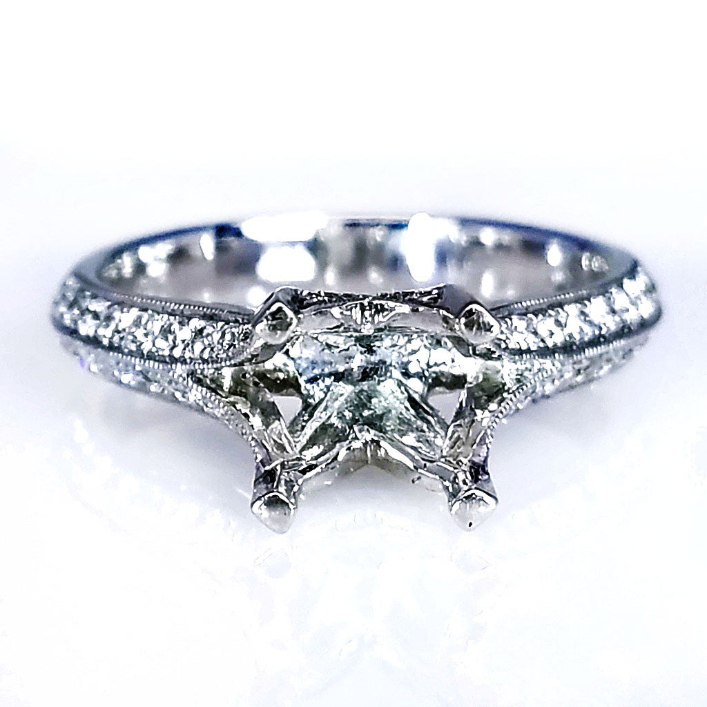 "ENGR02089" Antique Style Split Shank Diamond Engagement Ring Setting