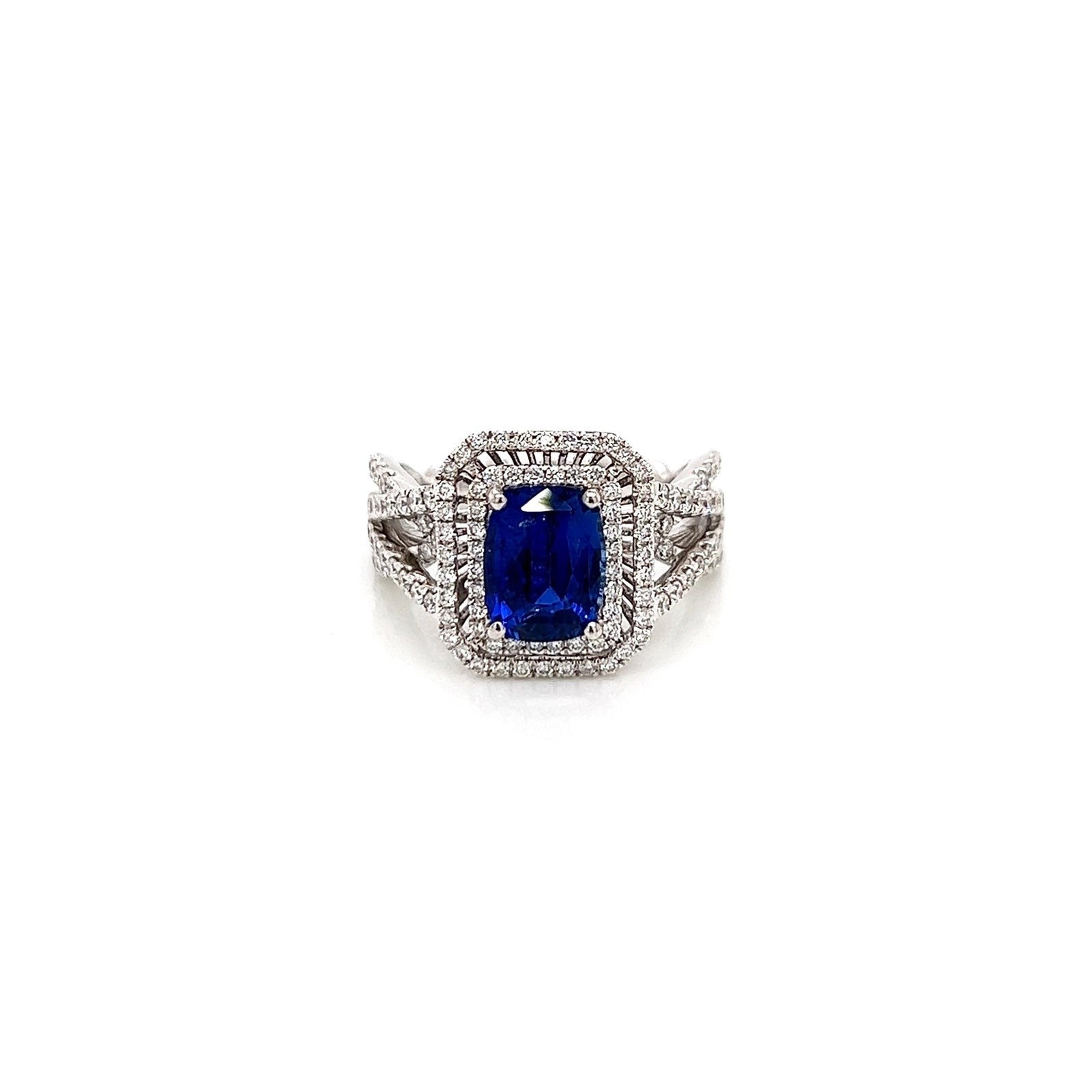 3.11 Total Carat Sapphire Diamond Engagement Ring