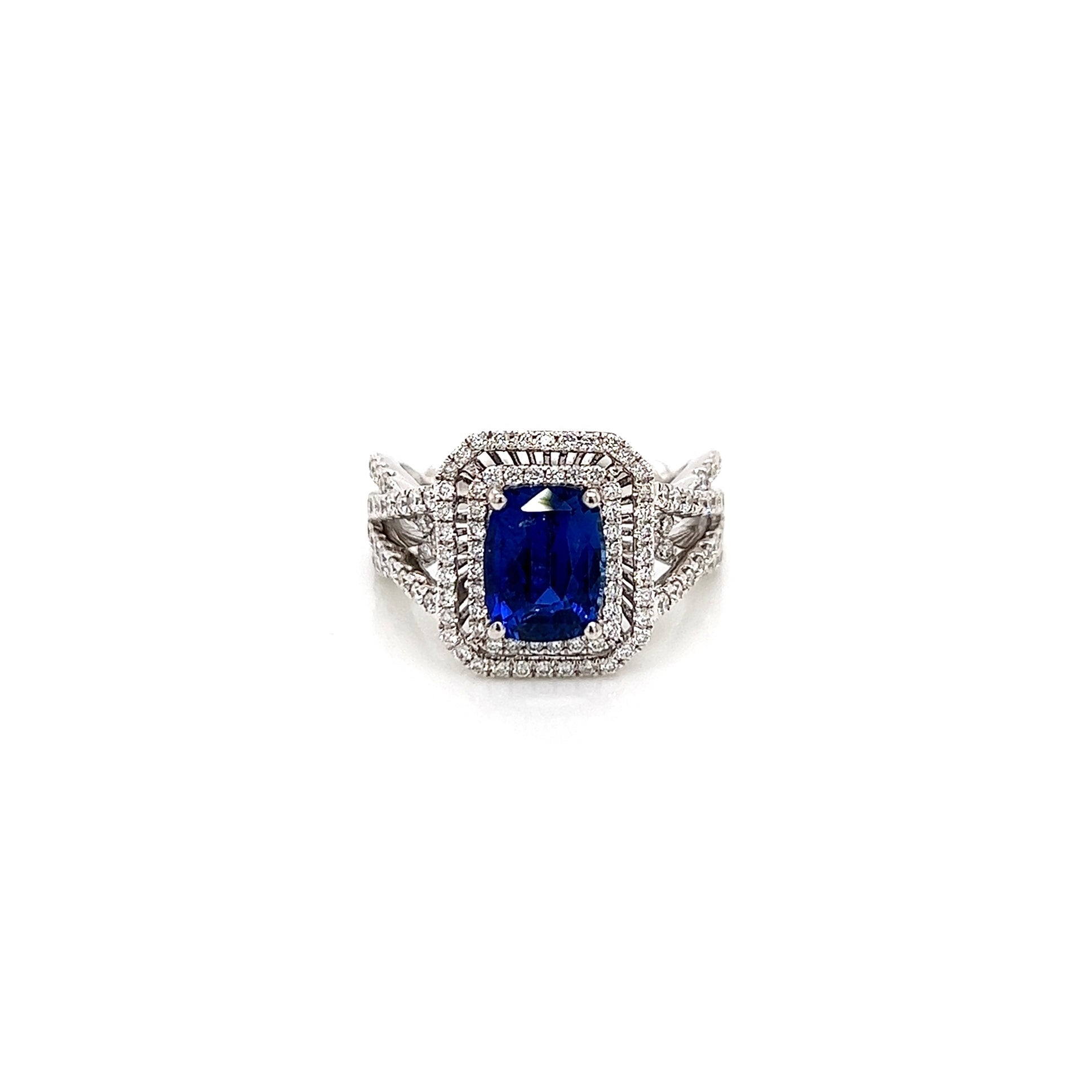 3.11 Total Carat Sapphire Diamond Engagement Ring