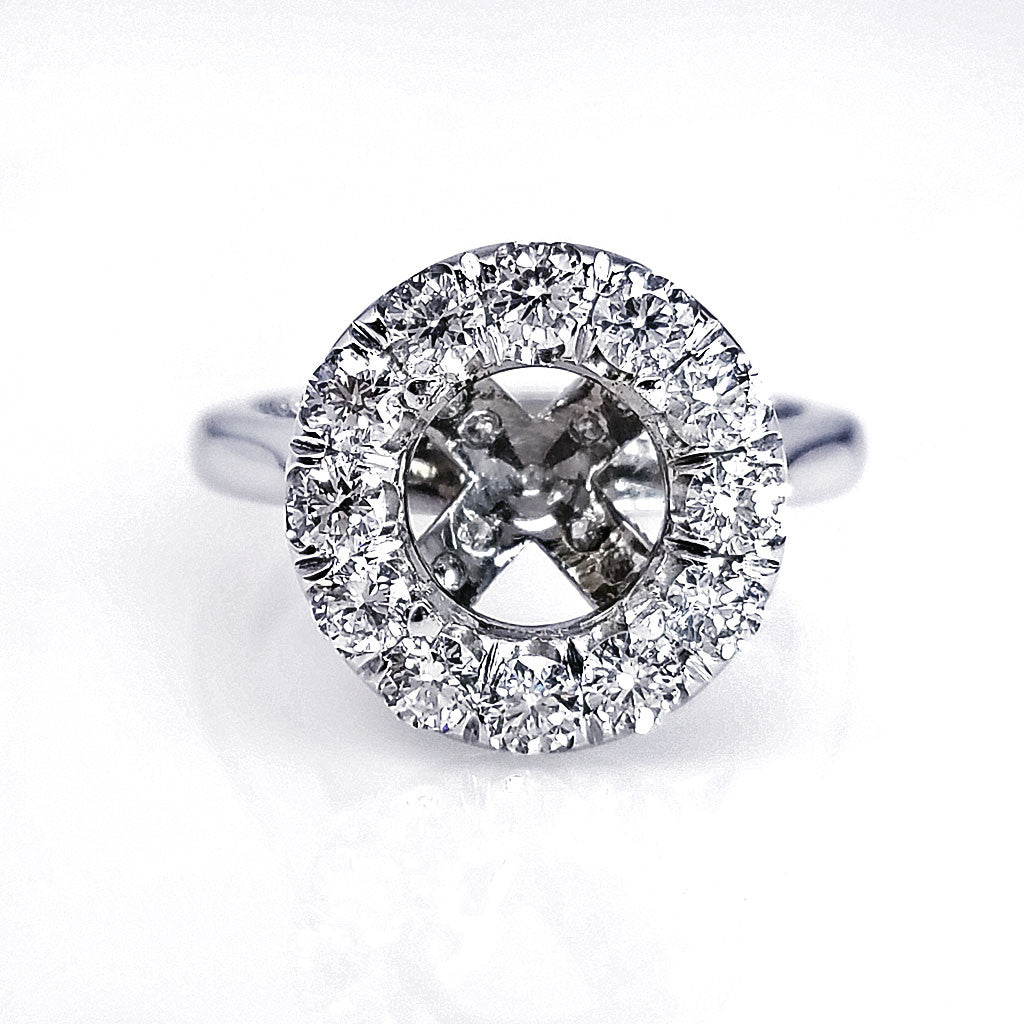 "ENGR02162" Platinum Halo Round Cut Diamond Engagement Ring Setting