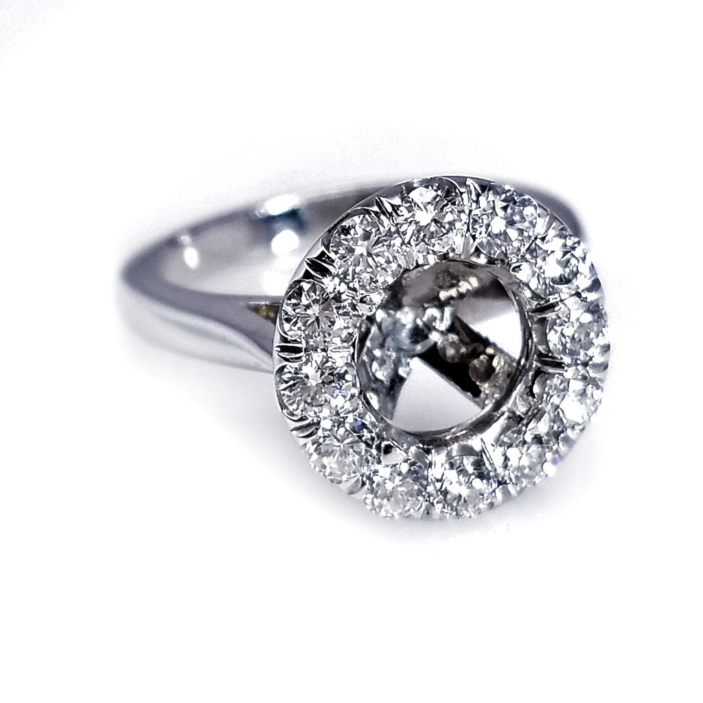 "ENGR02162" Platinum Halo Round Cut Diamond Engagement Ring Setting