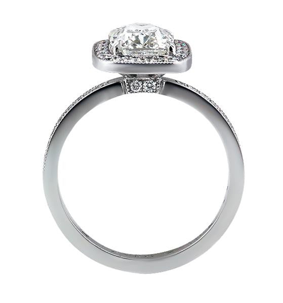 "ENGR02195" Halo Set Cushion Cut Diamond Engagement Ring