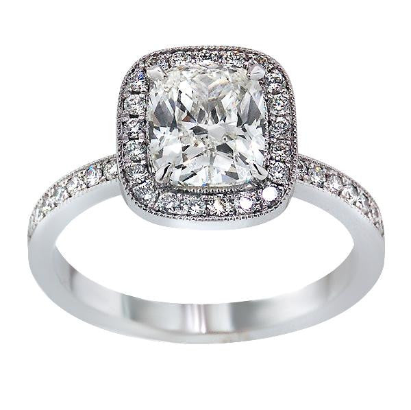 "ENGR02195" Halo Set Cushion Cut Diamond Engagement Ring