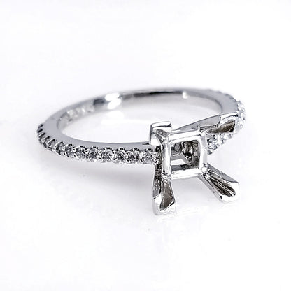 "ENGR02208" Princess Cut Pave Diamond Engagement Ring Setting in Platinum