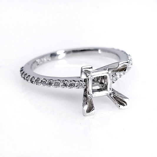 "ENGR02208" Princess Cut Pave Diamond Engagement Ring Setting in Platinum