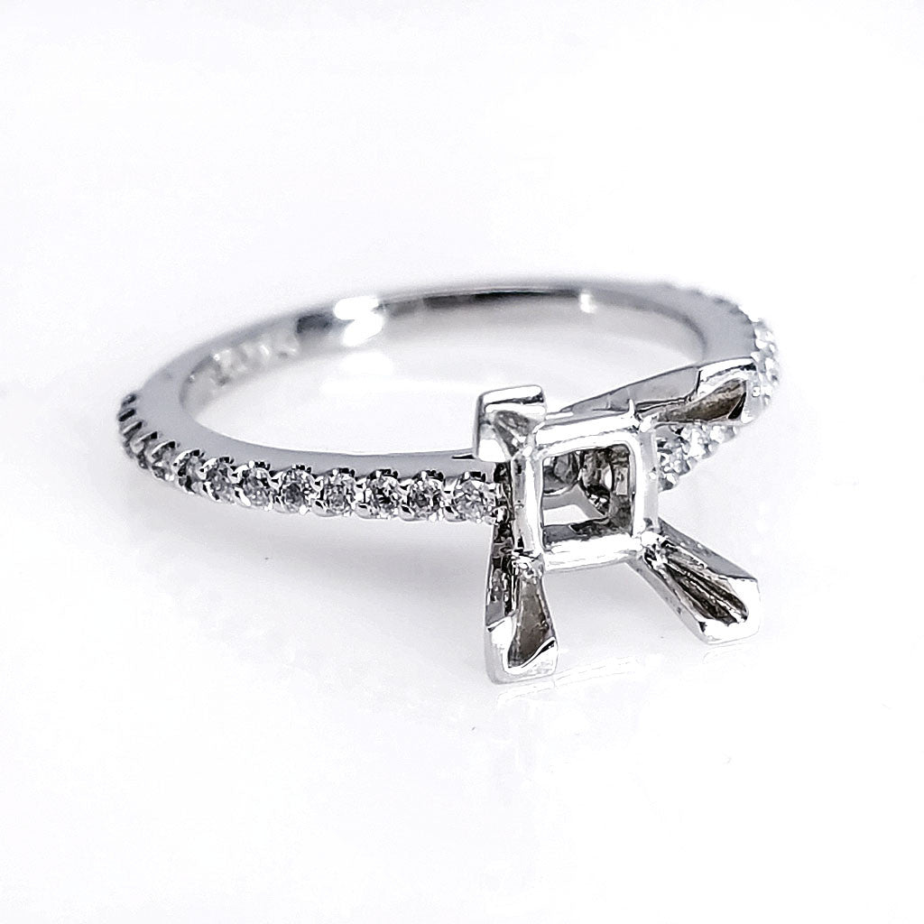 "ENGR02208" Princess Cut Pave Diamond Engagement Ring Setting in Platinum