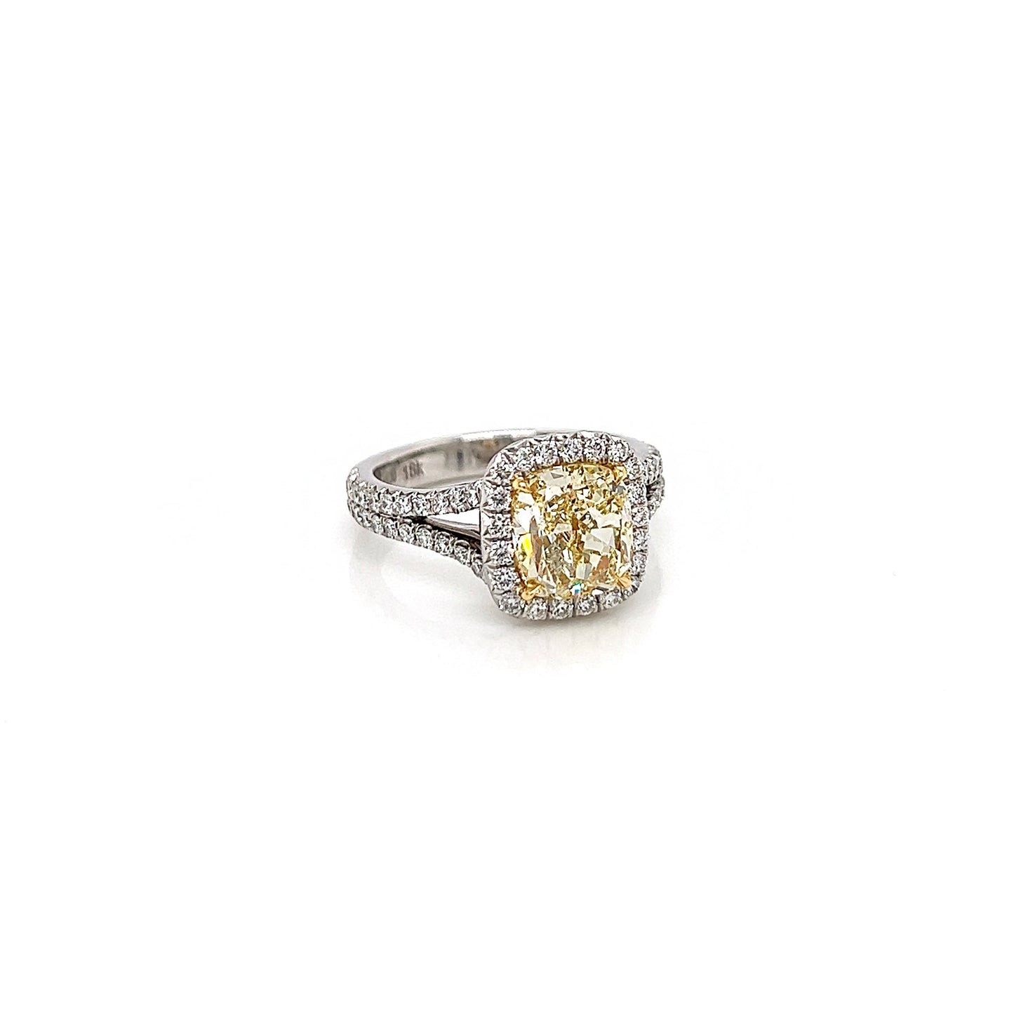 3.24 Total Carat Fancy Yellow Diamond Ladies Engagement Ring GIA
