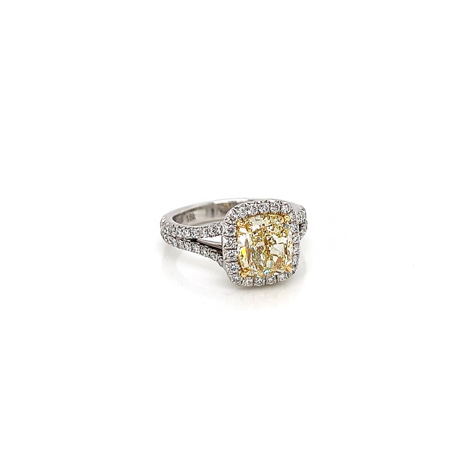 3.24 Total Carat Fancy Yellow Diamond Ladies Engagement Ring GIA