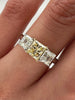 1.94 Total Carat Fancy Yellow Diamond Three Stone Ladies Engagement Ring. GIA Certified.