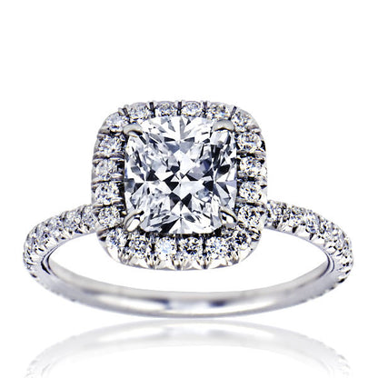 "ENGR02408" Cushion Cut Halo Set Diamond Engagement Ring