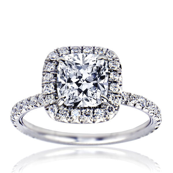 "ENGR02408" Cushion Cut Halo Set Diamond Engagement Ring