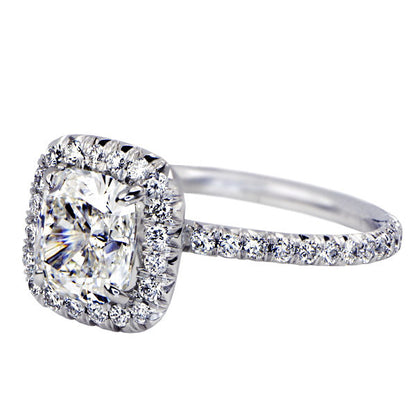 "ENGR02408" Cushion Cut Halo Set Diamond Engagement Ring