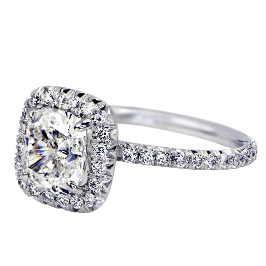 "ENGR02408" Cushion Cut Halo Set Diamond Engagement Ring