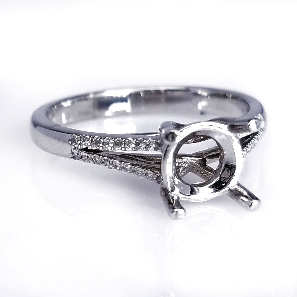 "ENGR02443" Split Shank Round Diamond Engagement Ring Setting