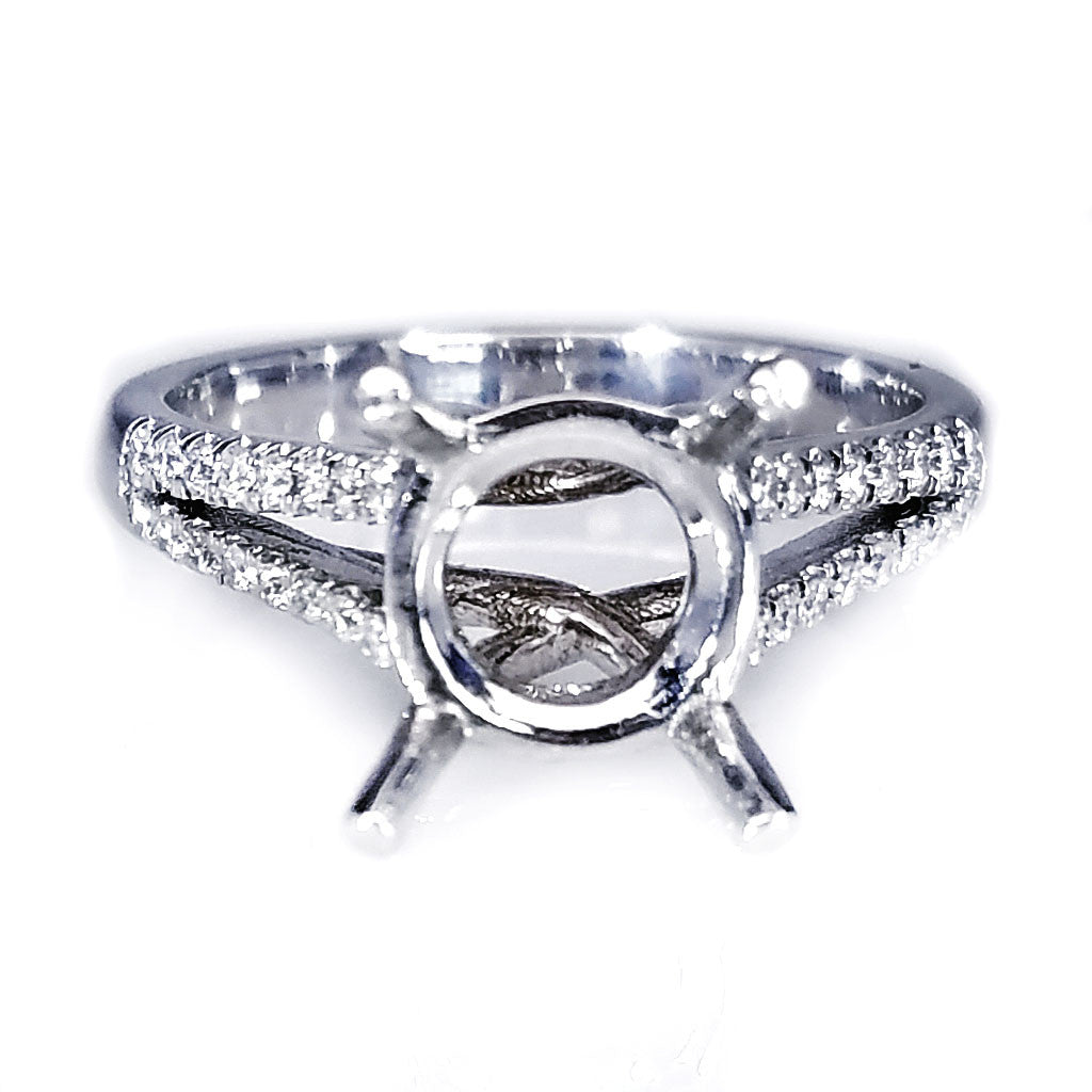 "ENGR02444" Split Shank Diamond Engagement Ring Setting With Delicate Diamonds