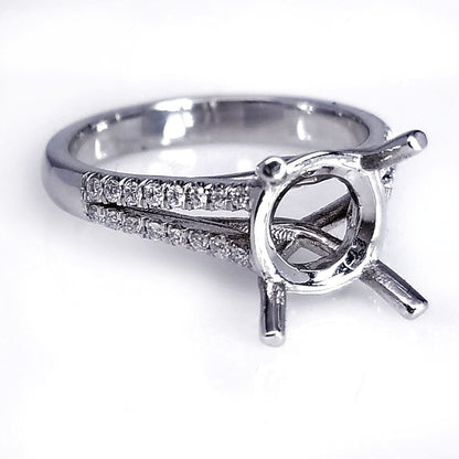 "ENGR02444" Split Shank Diamond Engagement Ring Setting With Delicate Diamonds