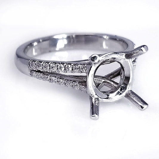 "ENGR02444" Split Shank Diamond Engagement Ring Setting With Delicate Diamonds